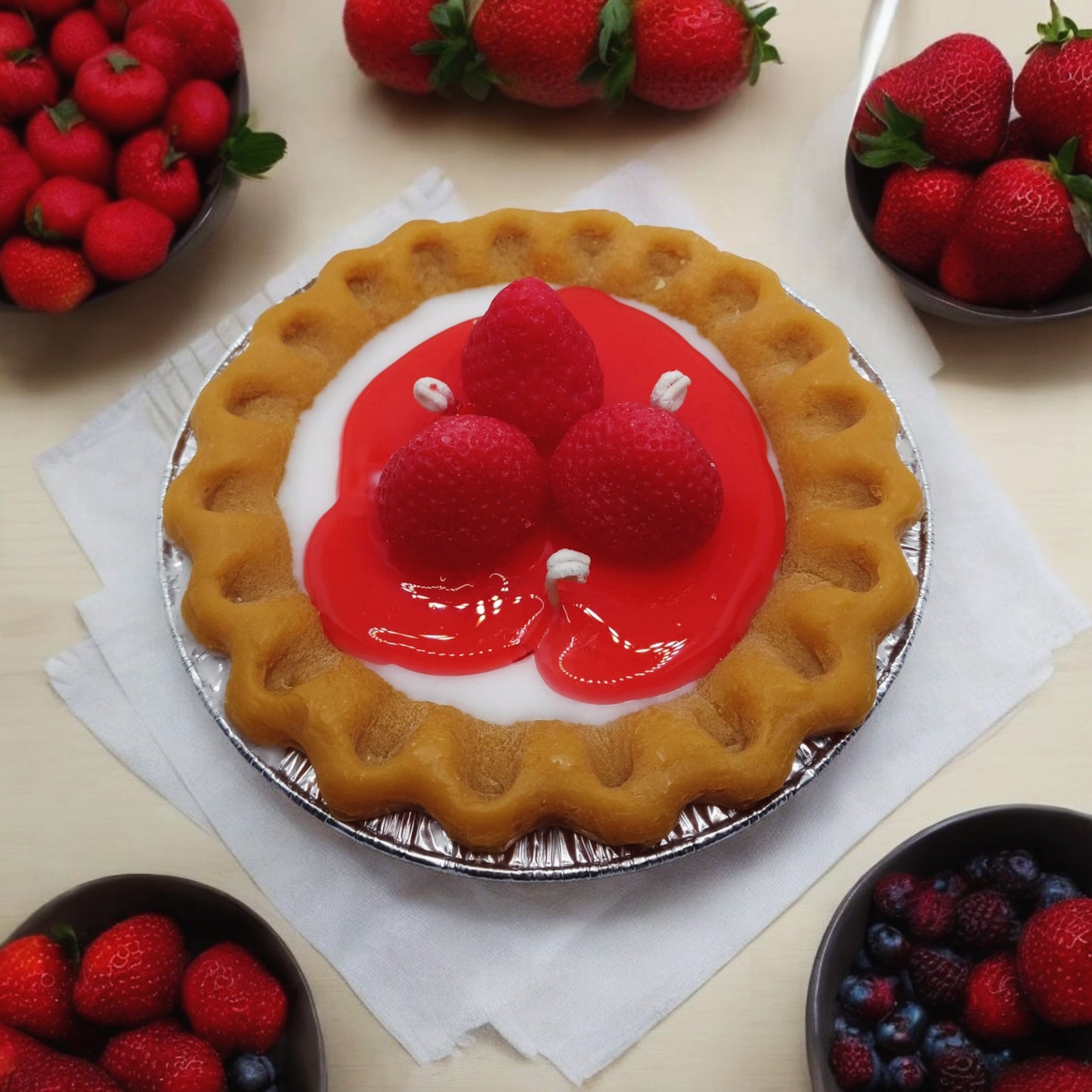 Strawberry Cheesecake 5 Inch Pie Candle